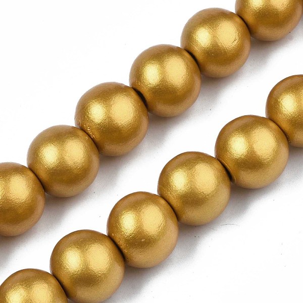 

PandaHall Spray Painted Natural Wood Beads Strands, Round, Goldenrod, 15~16x14~15mm, Hole: 3~4mm, about 25pcs/strand, 14.33 inch~14.65 inch..., Gold