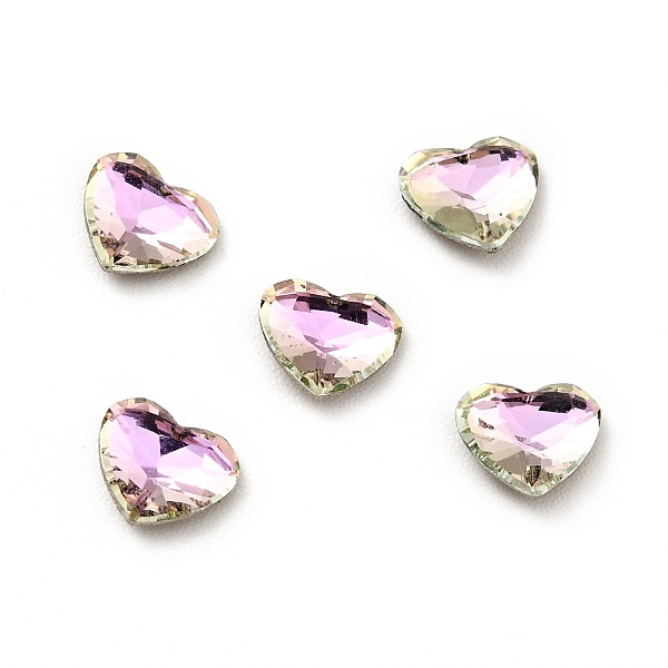 

PandaHall K9 Glass Rhinestone Cabochons, Flat Back & Back Plated, Faceted, Heart, Mixed Color, 6x5x2mm Glass Rhinestone Heart Multicolor