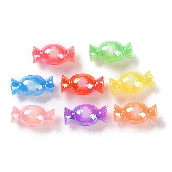 

PandaHall Plating Acrylic Bead, AB Color Plated, Candy, 20x9.5mm, Hole: 3mm, 495pcs/500g. Acrylic Candy Multicolor