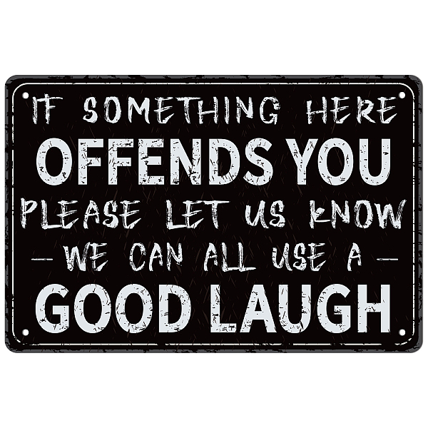 

PandaHall GLOBLELAND if Something Here Offends You Please Let Us Know Vintage Metal Iron Sign Plaque Poster Retro Metal Wall Tin Signs..., Black