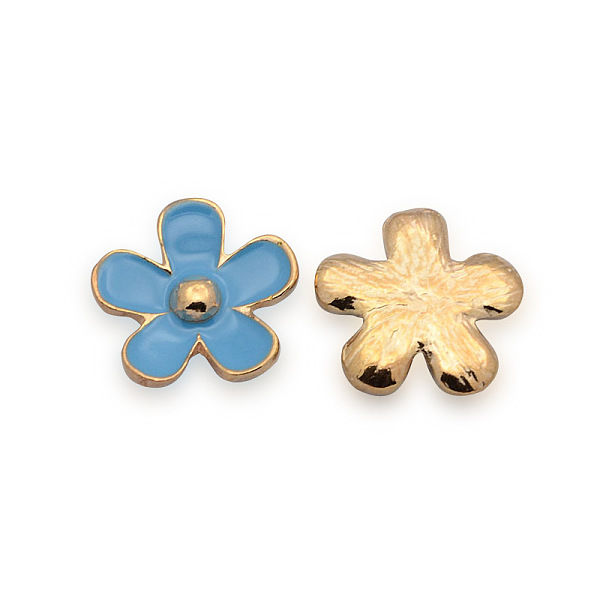 

PandaHall Rose Gold Plated Alloy Enamel Flower Cabochons, Light Sky Blue, 17x18x3mm Alloy Flower