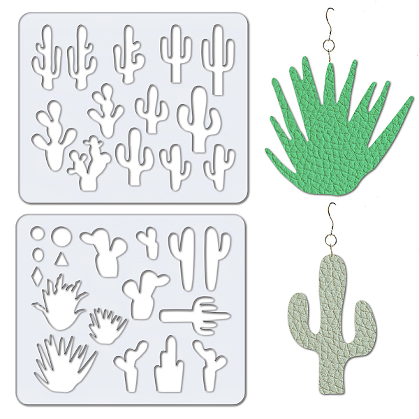 

PandaHall OLYCRAFT 2Pcs Cactus Earrings Making Templates 7x6 Inch Acrylic Earring Handwork Template Card Leather Earring Templates Reusable..., White