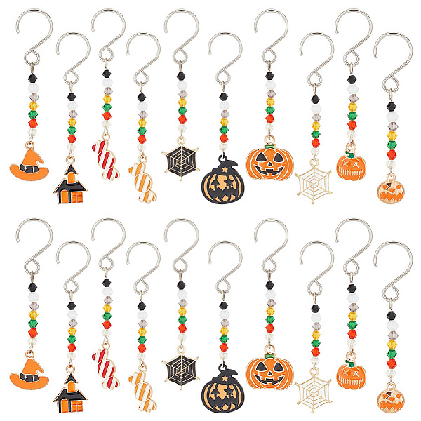 

PandaHall AHANDMAKER 20Pcs Mini Halloween Ornaments, 10 Style Halloween Ornaments with Hooks, Glass Bead Hanging Ornaments with Enamel..., Multicolor