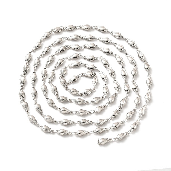 

PandaHall Rack Plating Brass Tulip Flower Link Chains, Cadmium Free & Lead Free, Unwelded, Platinum, 10x4x3mm Brass