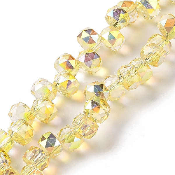 

PandaHall Half Golden Plated Electroplate Beads Strands, Faceted, Rondelle, Yellow, 8x6mm, Hole: 1.2mm, about 96~98pcs/strand, 20.47~20.87''...