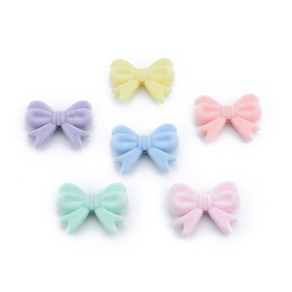 

PandaHall Opaque Resin Beads, Flocky Bowknot, Mixed Color, 23x29x6mm, Hole: 1.8mm Resin Bowknot Multicolor