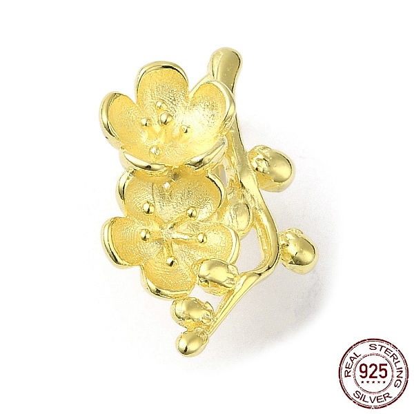 

PandaHall Rack Plating 925 Sterling Silver Ice Pick Pinch Bails, Cherry Blossom Flower, with S925 Stamp, Real 18K Gold Plated...