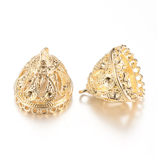 

PandaHall Alloy Pendant Bail Rhinestone Settings, Tassel Cap Bail, Cadmium Free & Lead Free, Cone, Light Gold, Fit for 2.5mm Rhinestone...