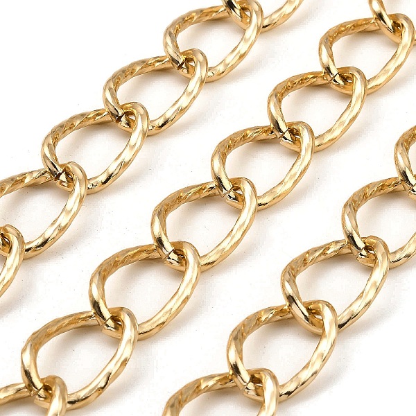 

PandaHall Aluminium Curb Chains, Twist, Unwelded, with Spool, Golden, 29x19x3mm, about 16.40 Feet(5m)/Roll Aluminum
