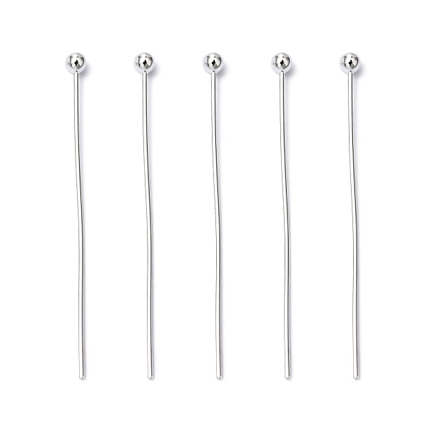 Brass Ball Head Pins, Cadmium Free & Lead Free, Silver Color Plated, 30x0.5mm, 24 Gauge, Head: 2mm, about 510pcs/50g