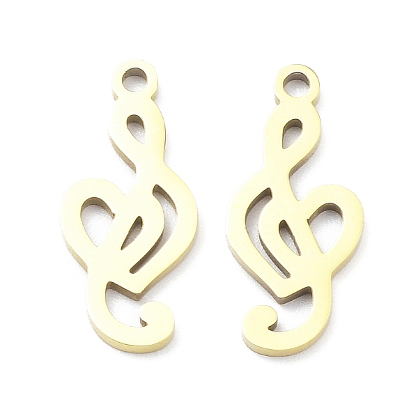 

PandaHall Ion Plating(IP) 316L Surgical Stainless Steel Pendants, Laser Cut, Musical Note Charm, Real 18K Gold Plated, 17x7.5x1mm, Hole...