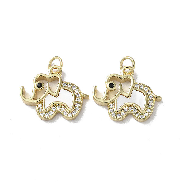 

PandaHall Brass Micro Pave Cubic Zirconia Pendants, with Shell, Elephant, Real 18K Gold Plated, 15.5x18.5x3mm, Hole: 3mm Brass+Cubic..., Clear