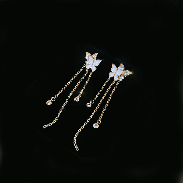 

PandaHall 304 Stainless Steel Cable Chain Tassel Earrings, Stud Earrings, with Natural White Shell, Polymer Clay Rhinestone and Ear Nuts...