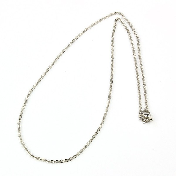 

PandaHall 304 Stainless Steel Necklaces Women Cable Chain Necklaces, Stainless Steel Color, 16.5 inch(41.9cm) 304 Stainless Steel