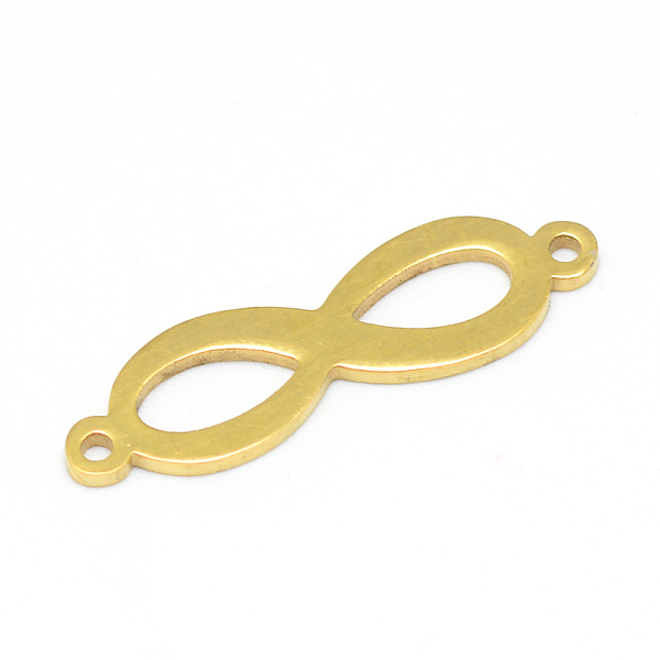 

PandaHall 304 Stainless Steel Links Connectors, Infinity, Golden, 25x7x1mm, Hole: 1.5mm 304 Stainless Steel Infinity