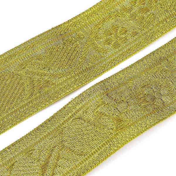 

PandaHall Polyester Ribbons, Jacquard Ribbon, Floral Pattern, Goldenrod, 1-5/8 inch(42mm) Polyester Gold