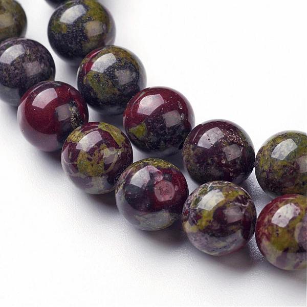 

PandaHall Natural Dragon Blood Jasper Bead Strands, Round, 10mm, Hole: 1mm, about 35~37pcs/strand, 14.96 inch Dragon Blood Round
