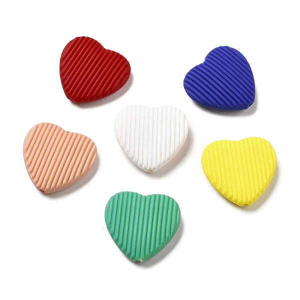 

PandaHall Opaque Acrylic Beads, with Enamel, Heart with Stripe Groove Pattern, Mixed Color, 22x23x6.5mm, Hole: 1.8mm Acrylic Heart..., Multicolor