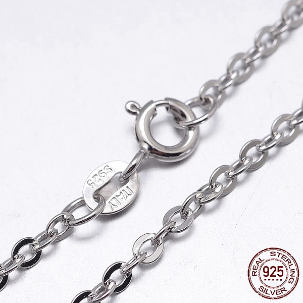 

PandaHall Rhodium Plated 925 Sterling Silver Cable Chains Necklaces, with Spring Ring Clasps, Platinum, 22 inch, 1.3mm Sterling Silver