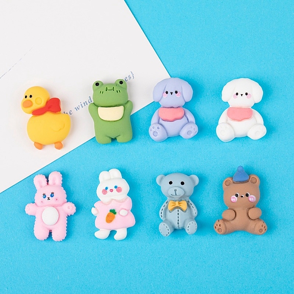 

PandaHall Opaque Resin Cabochons, Rabbit & Bear & Dog & Duck & Frog Pattern, Mixed Color, Mixed Patterns, 23~26x16~19mm Resin Mixed Shapes..., Multicolor