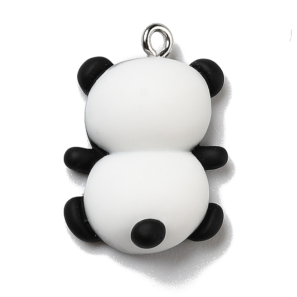 

PandaHall Opaque Resin Pendants, with Platinum Tone Iron Loops, Panda Back, White, 24.5x17x6.5mm, Hole: 2mm Iron+Resin Panda White