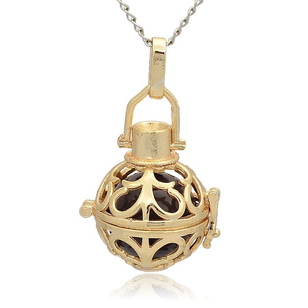 

PandaHall Golden Tone Brass Hollow Round Cage Pendants, with No Hole Spray Painted Brass Round Beads, DarkSlate Blue, 33x24x21mm, Hole...