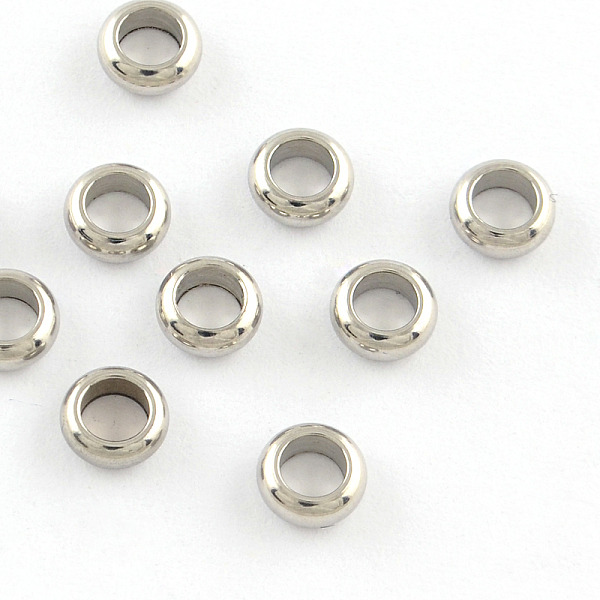 

PandaHall 201 Stainless Steel Ring Spacer Beads, Stainless Steel Color, 5x2mm, Hole: 3mm 201 Stainless Steel Ring