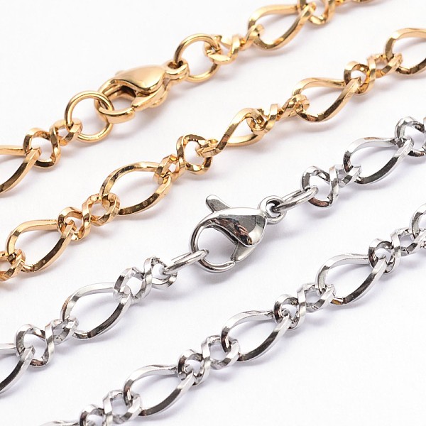 

PandaHall Fashionable 304 Stainless Steel Chain Necklaces, with Lobster Clasps, Mixed Color, 19.7 inch(50cm) 304 Stainless Steel