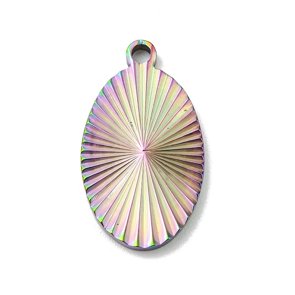 

PandaHall Ion Plating(IP) 304 Stainless Steel Pendants, Oval Charm, Rainbow Color, 22.5x13x1.9mm, Hole: 1.6mm 304 Stainless Steel Oval
