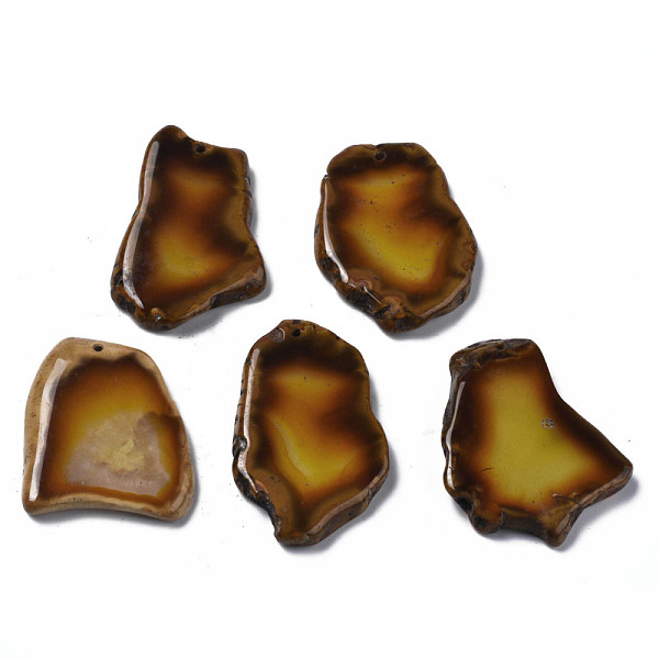 

PandaHall Natural Yellow Agate Pendants, Nuggets, 36~49.5x22.5~32.5x5.5mm, Hole: 1.6mm Yellow Agate Nuggets