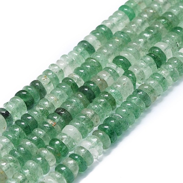 PandaHall Natural Green Strawberry Quartz Beads Strands, Disc, 6x1~3mm, Hole: 0.8mm, about 151pcs/strand, 15.35''(39cm) Strawberry Quartz...