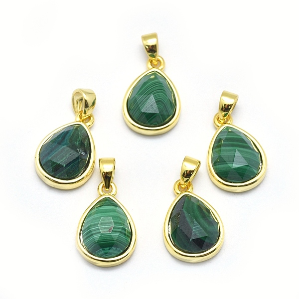 

PandaHall Natural Malachite Pendants, with Golden Tone Brass Findings, teardrop, Faceted, 14.5x9.5x5mm, Hole: 2.5x3.5mm Malachite Teardrop