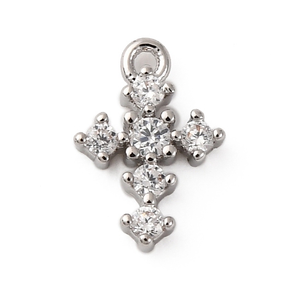 Brass Micro Pave Clear Cubic Zirconia Charms
