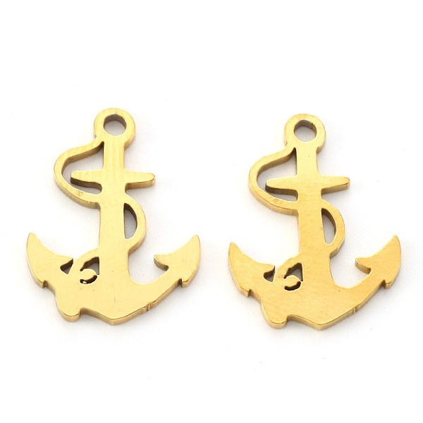 

PandaHall Vacuum Plating 201 Stainless Steel Pendants, Laser Cut, Anchor, Golden, 18x13x1mm, Hole: 1.4mm 201 Stainless Steel Anchor & Helm