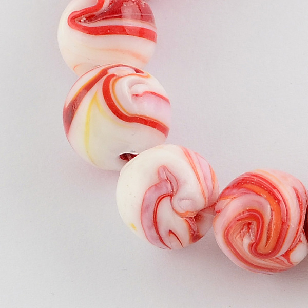 

PandaHall Handmade Lampwork Beads, Round, Orange Red, 14mm, Hole: 1~2mm Lampwork Round Red