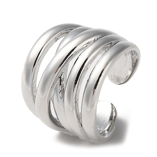 

PandaHall Rack Plating Brass Criss Cross Open Cuff Rings, Cadmium Free & Lead Free, Platinum, Inner Diameter: 17.6mm Brass Ring