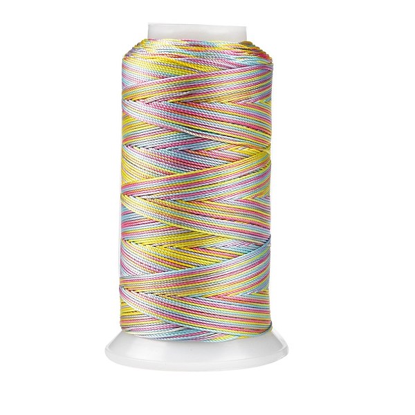 

PandaHall Segment Dyed Round Polyester Sewing Thread, for Hand & Machine Sewing, Tassel Embroidery, Colorful, 12-Ply, 0.8mm, about 300m/roll...