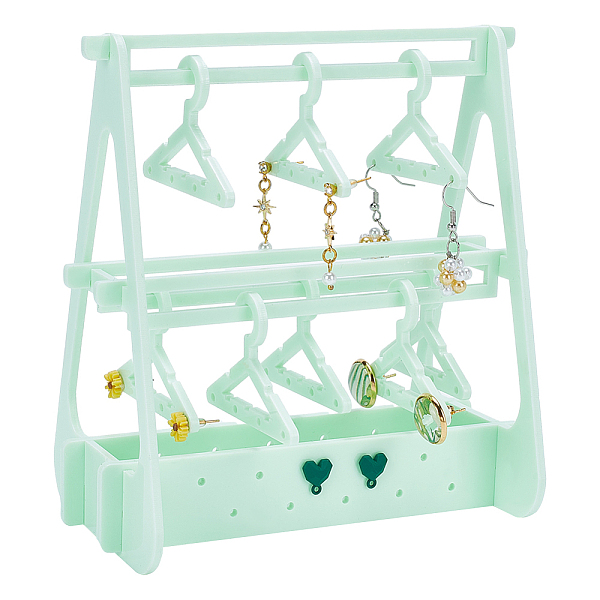 

PandaHall HOBBIESAY Opaque Acrylic Earring Display Hanger, Holds Up to 8 Pairs, Clothes Hangers Shaped Earring Organizer Holder, Light Green...
