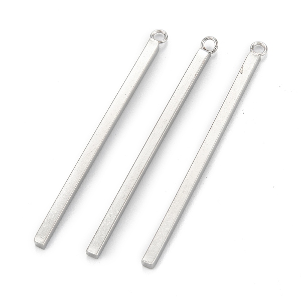 

PandaHall 304 Stainless Steel Pendants, Cuboid, Stainless Steel Color, 43x3x2mm, Hole: 1.6mm 304 Stainless Steel Cuboid