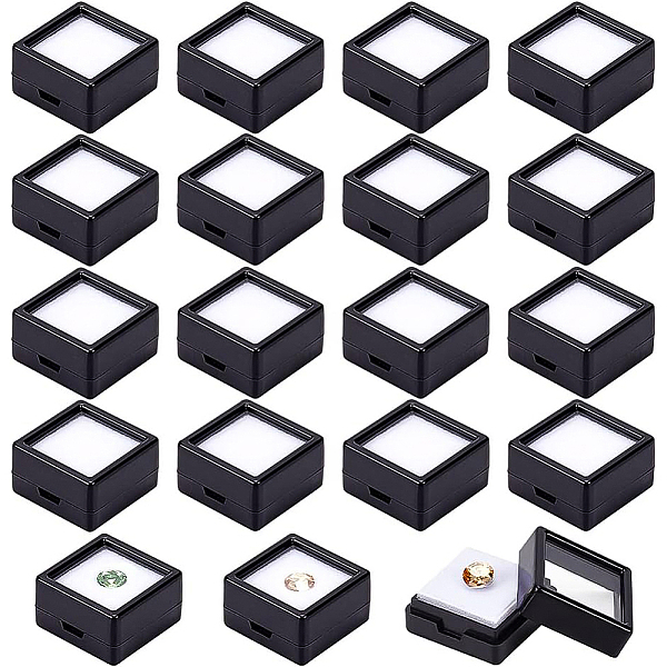 

PandaHall BENECREAT 36 Pcs Black Gemstone Display Box Plastic Transparent Bare Stone Box Black Square Jewelry Box 1.16x1.16x0.65 Suitable...