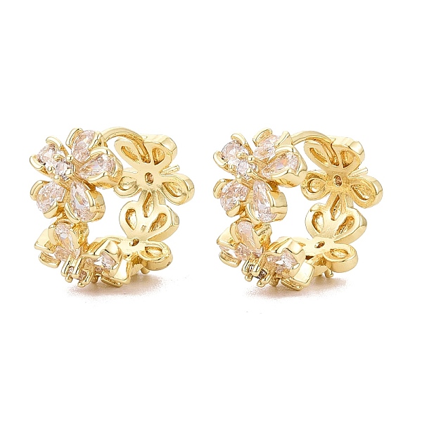 Boucles d'oreilles créoles en laiton micro pavé de zircone cubique transparente pour femmes