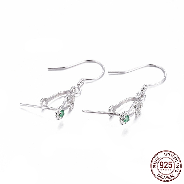 PandaHall Rhodium Plated 925 Sterling Silver Earring Findings, with Micro Pave Cubic Zirconia, Bar Links and Ice Pick Pinch Bail, Platinum...