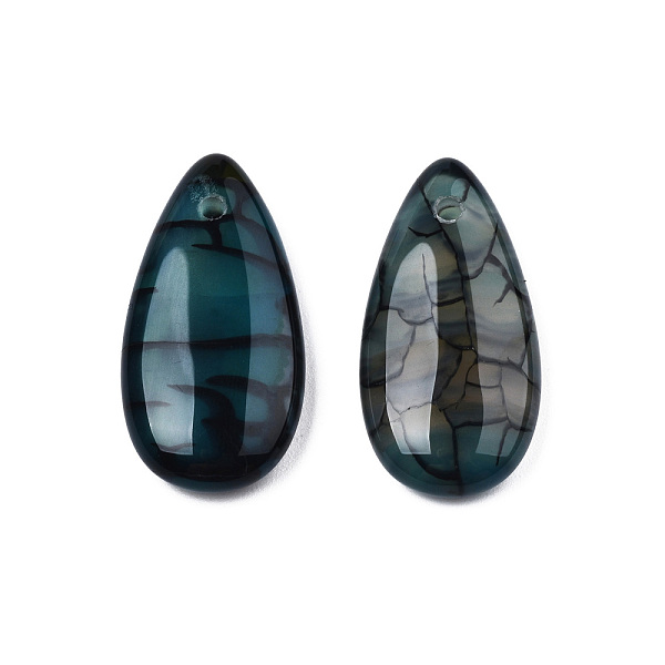 

PandaHall Natural Dragon Veins Agate Pendants, Dyed & Heated, Teardrop Charm, Dark Cyan, 29x15x5.5mm, Hole: 1.6mm Dragon Veins Agate...
