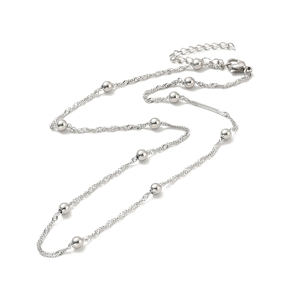 

PandaHall 304 Stainless Steel Singapore Chain Necklace with Beads for Men Women, Stainless Steel Color, 15.6 inch(39.5cm) 304 Stainless...