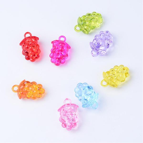 

PandaHall Transparent Acrylic Pendants, Grape, Mixed Color, 30x19x12.5mm, Hole: 2.5mm, about 150pcs/500g Acrylic Fruit Multicolor