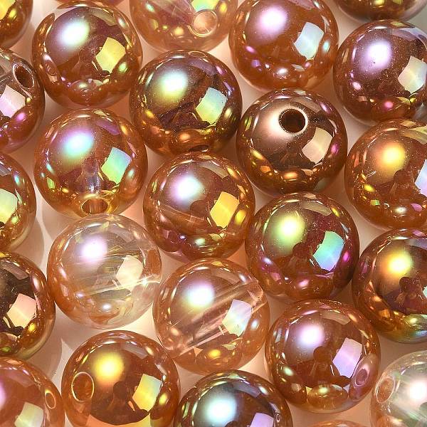

PandaHall UV Plating Rainbow Iridescent Acrylic Beads, Round, Camel, 13.5x13mm, Hole: 3mm Acrylic Round Brown