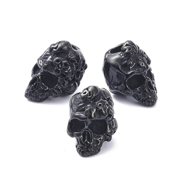 

PandaHall 304 Stainless Steel Beads, Skull, Electrophoresis Black, 15x11x11.5mm, Hole: 4mm 304 Stainless Steel Skull