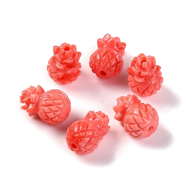 

PandaHall Synthetic Shell Dyed Beads, Pineapple, Tomato, 16x10.5mm, Hole: 1.6mm Other Sea Shell Pineapple Red