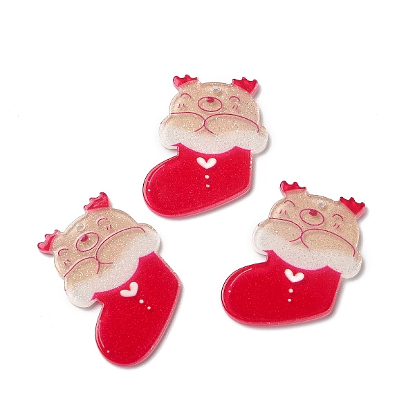 

PandaHall Christmas Translucent Resin Pendants, Glitter Charms for Christmas Party Decoration, Christmas Socking, 40x33x2mm, Hole: 1.2mm...