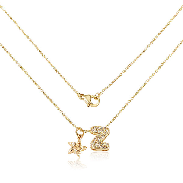 Colliers pendentifs en laiton sertis de micro-pavés de zirconiums cubiques transparents et de strass